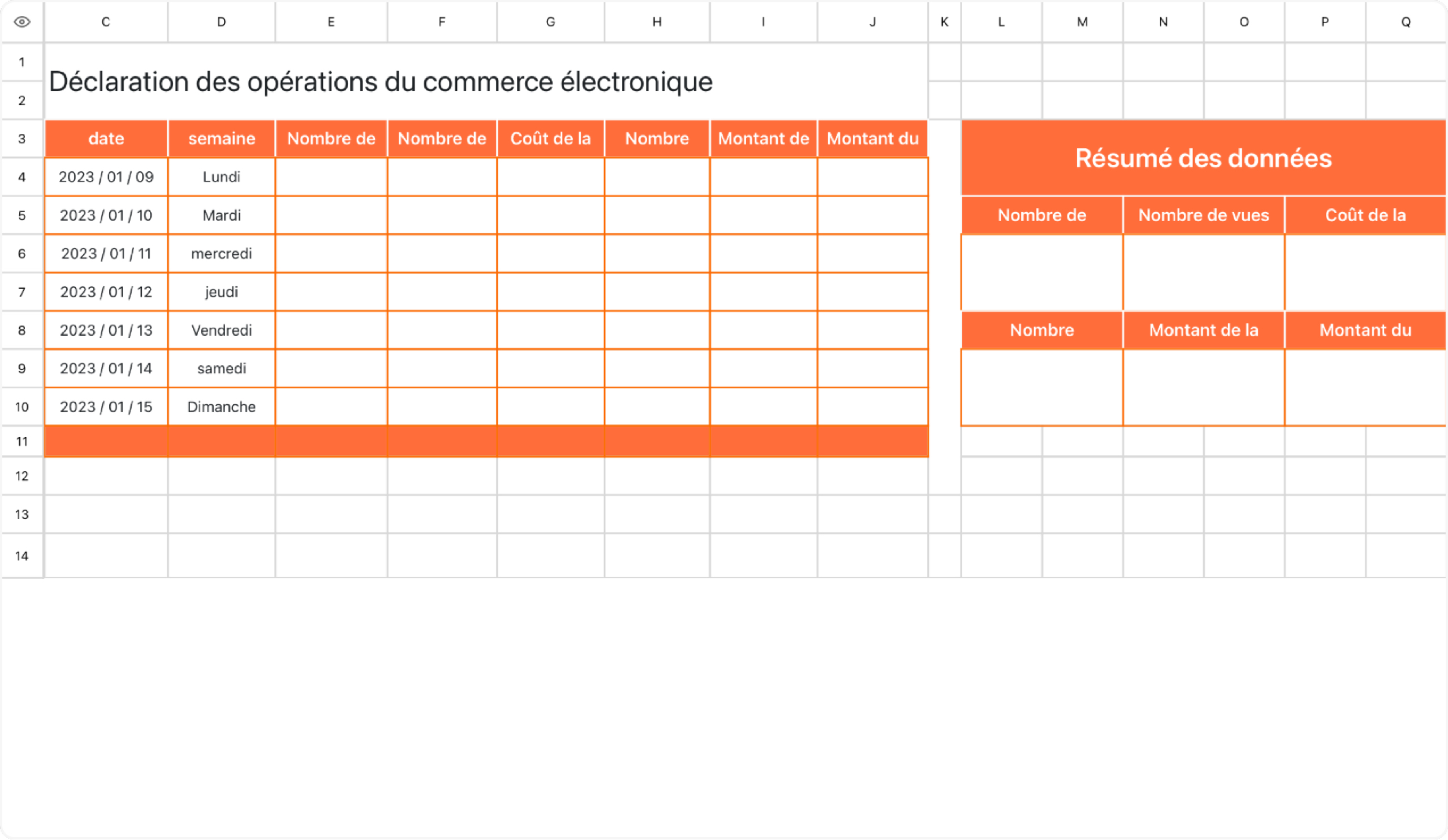 Déclaration des opérations du commerce électronique